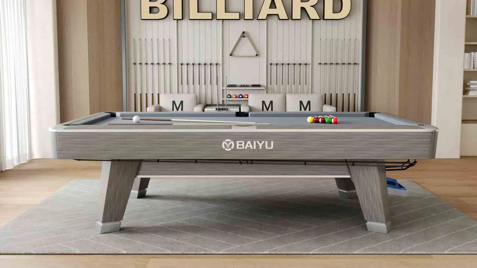 american pool table in room