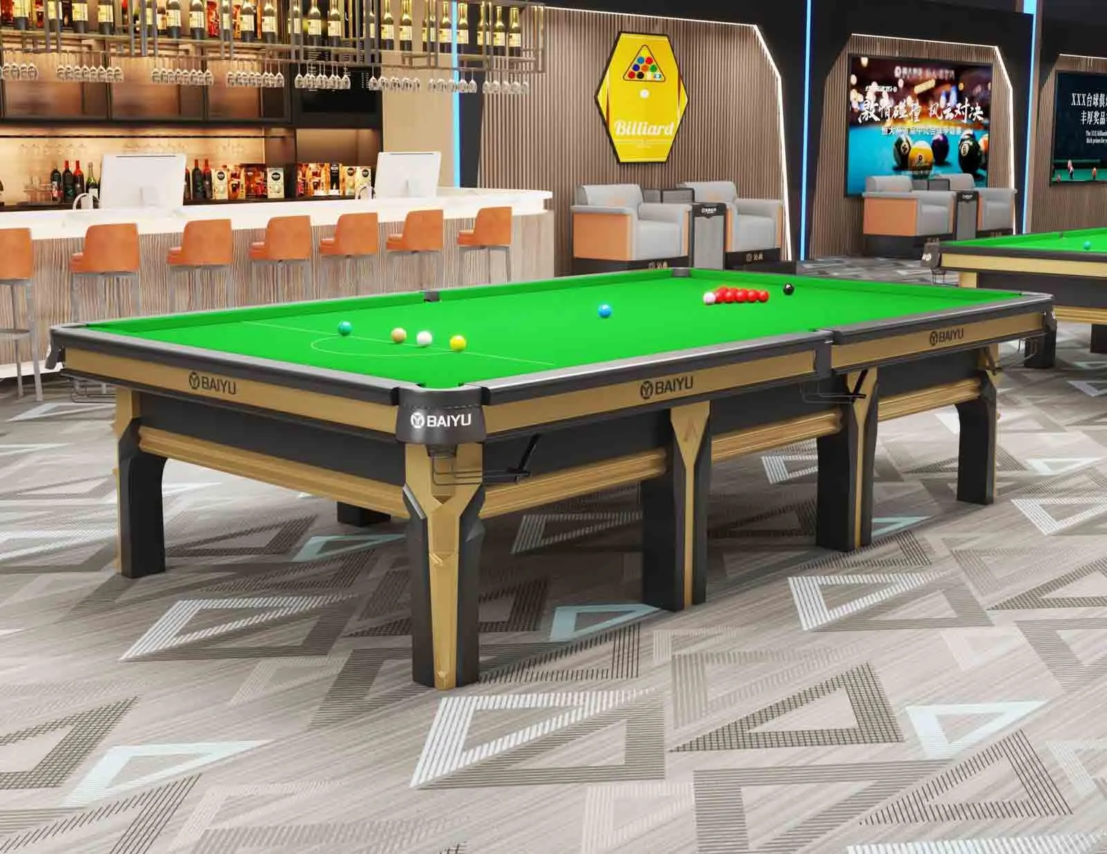 snooker table in room