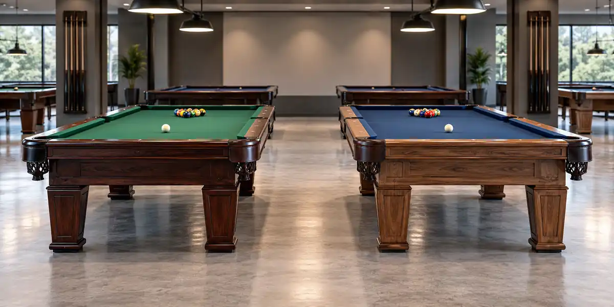 Standard and customised versions of the same commercial pool table model